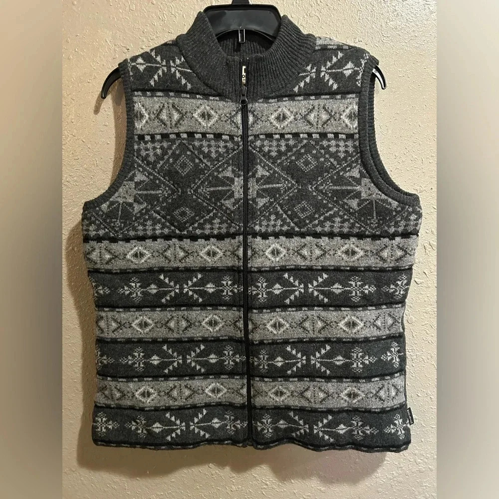 WOOLRICH LAMB WOOL GRAY VEST SZ L